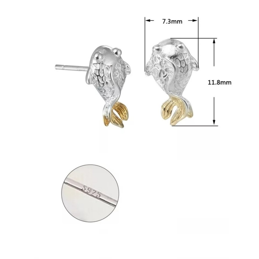 Goldfish Sterling Studs - Picture 4 of 5